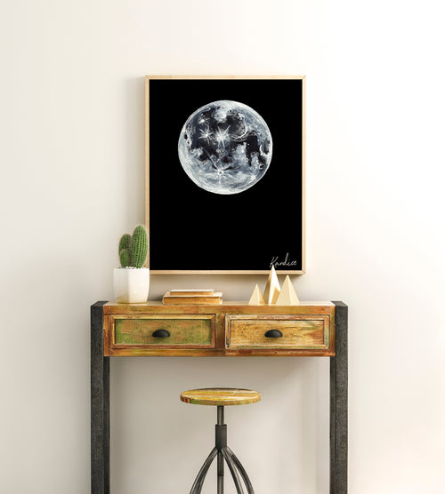 Borrowed Light art print — watercolor full moon illustration