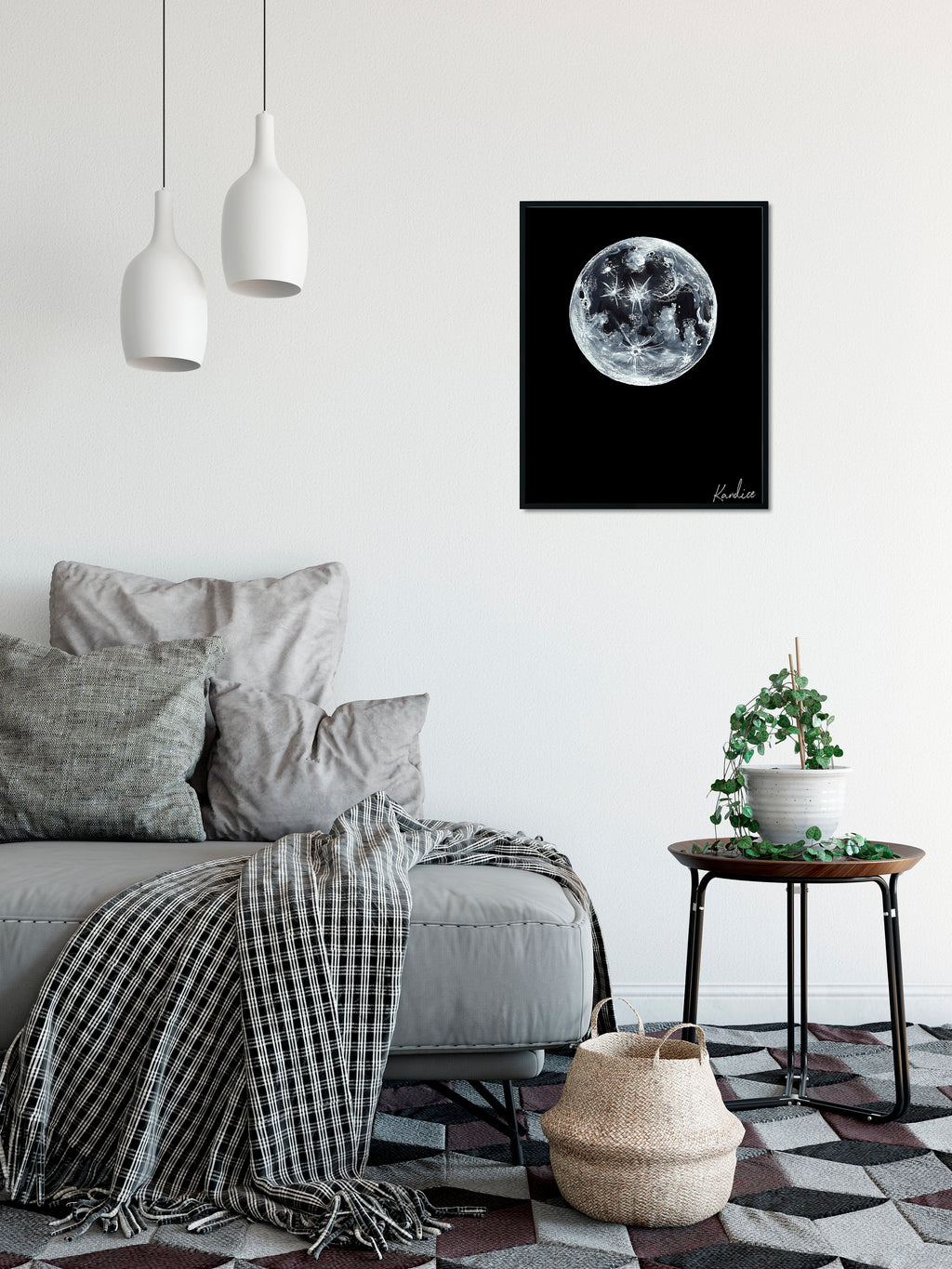 Full Moon Art Print | Celestial Wall Art | Moon Illustration | Night Sky Decor | Unframed Print