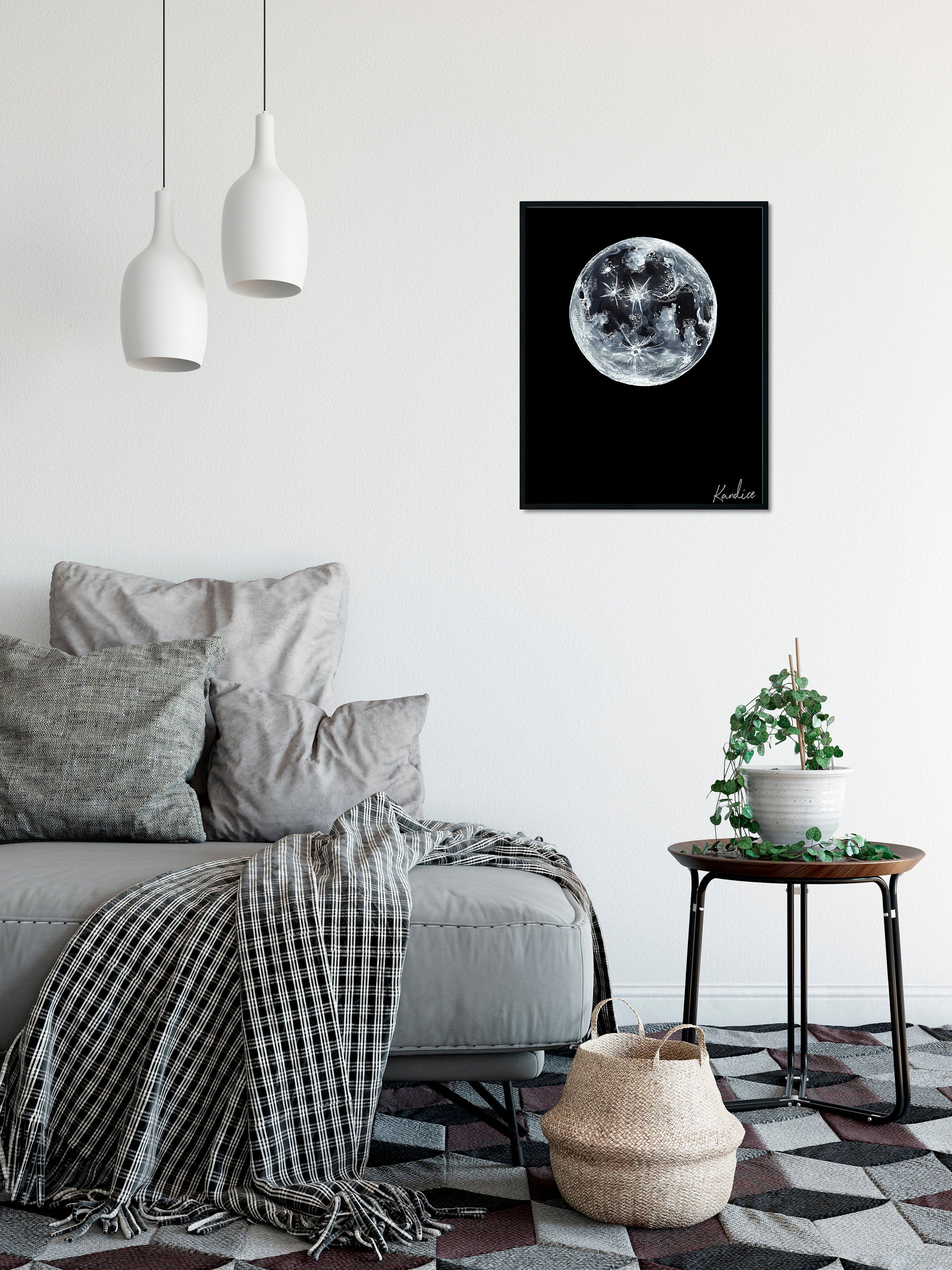 Full Moon Art Print | Celestial Wall Art | Moon Illustration | Night Sky Decor | Unframed Print
