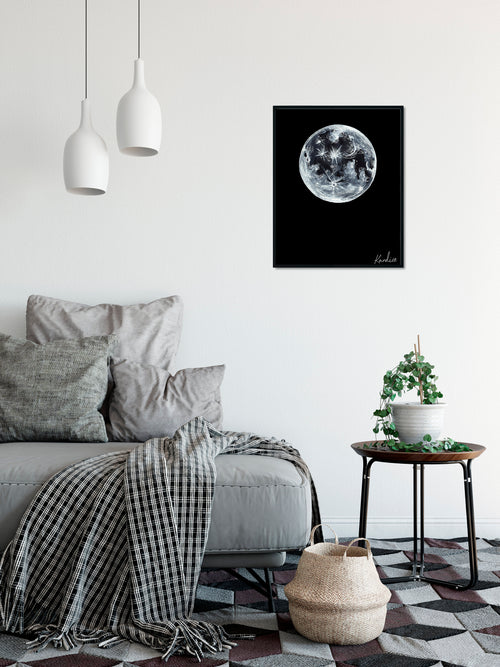 Full Moon Art Print | Celestial Wall Art | Moon Illustration | Night Sky Decor | Unframed Print