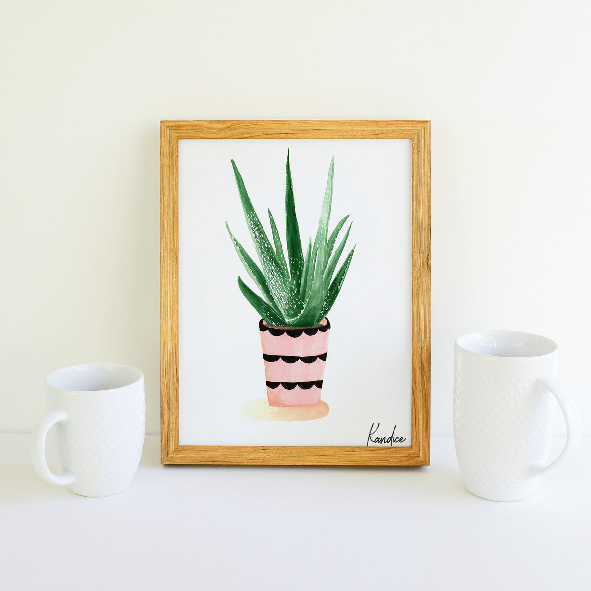 Windowsill Companion art print — watercolor aloe plant illustration