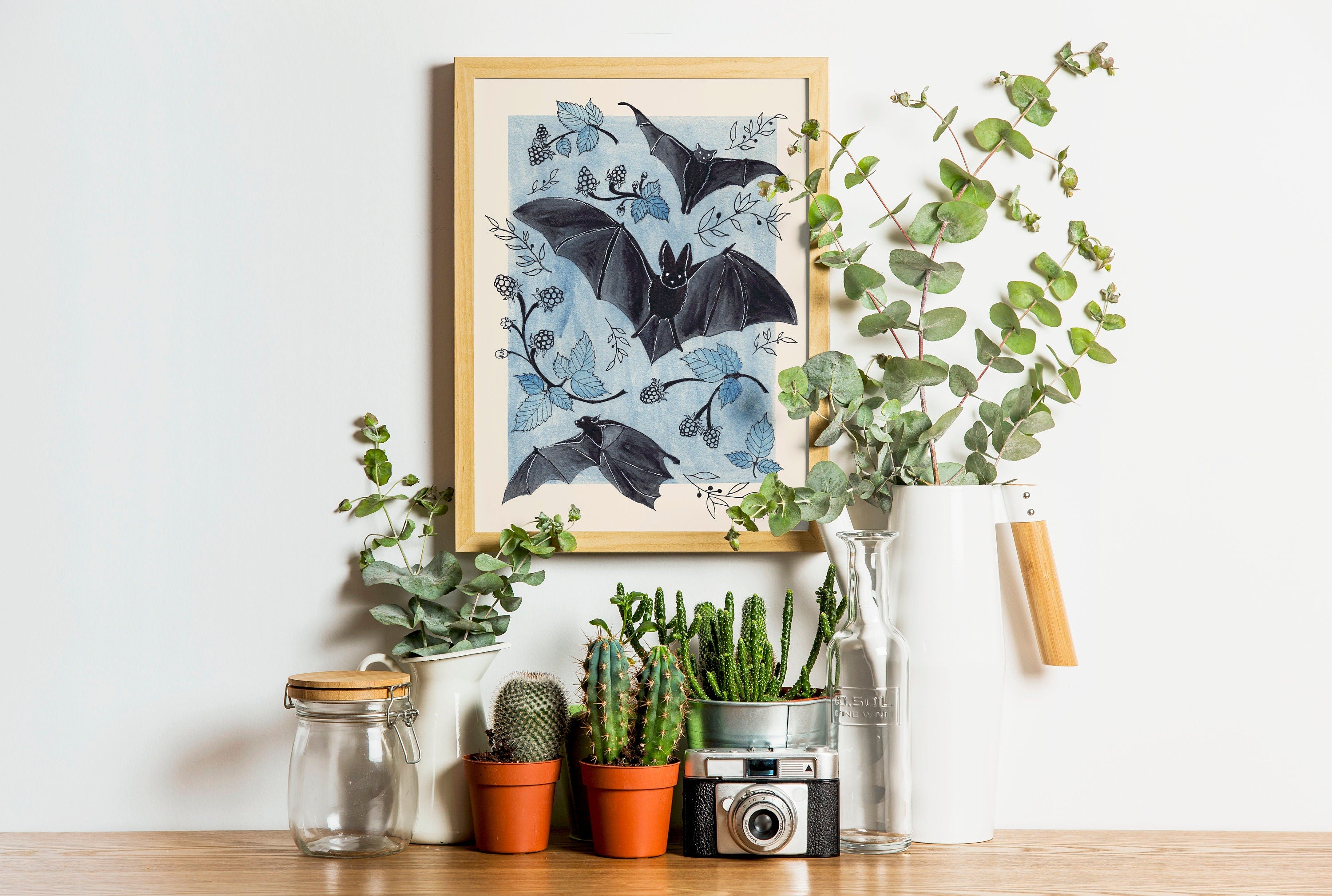 Blackberry Bats print shown for size reference