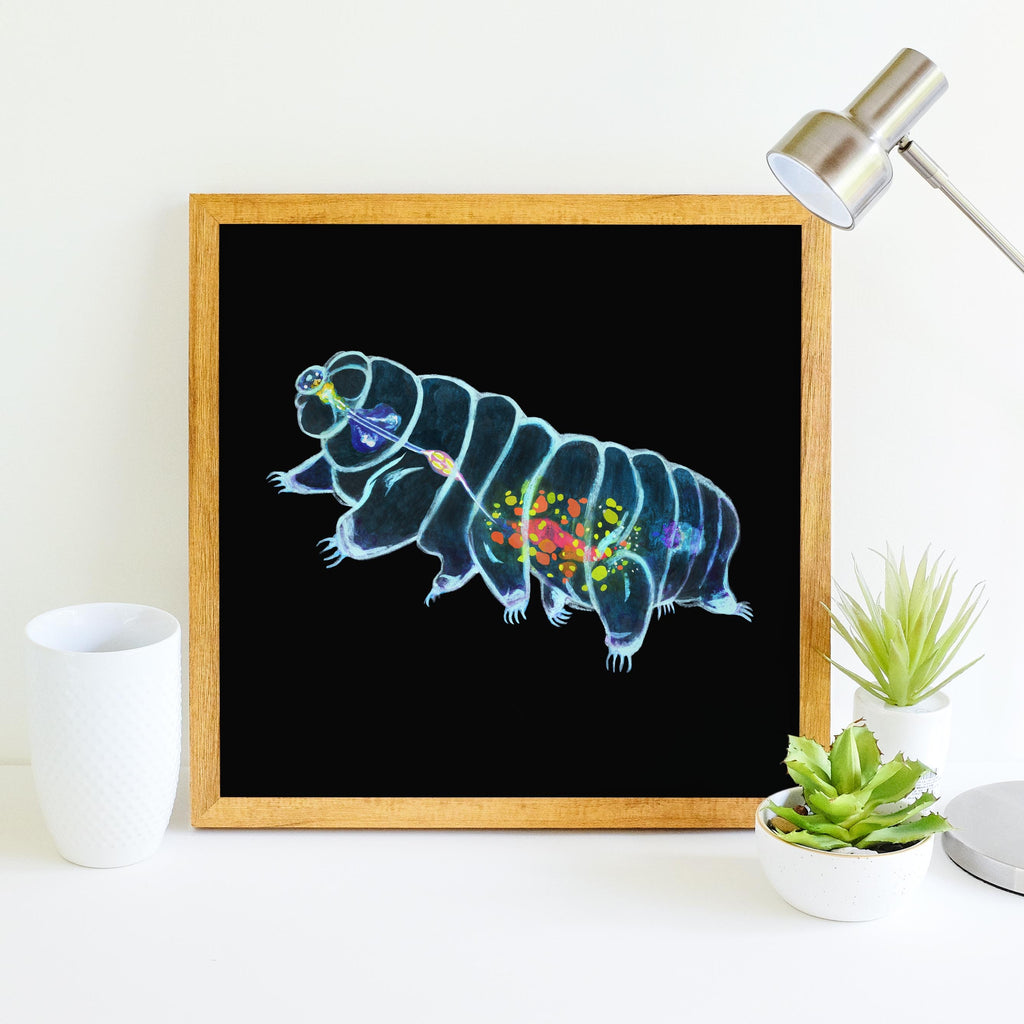 Tiny Titan print displayed framed on a wall