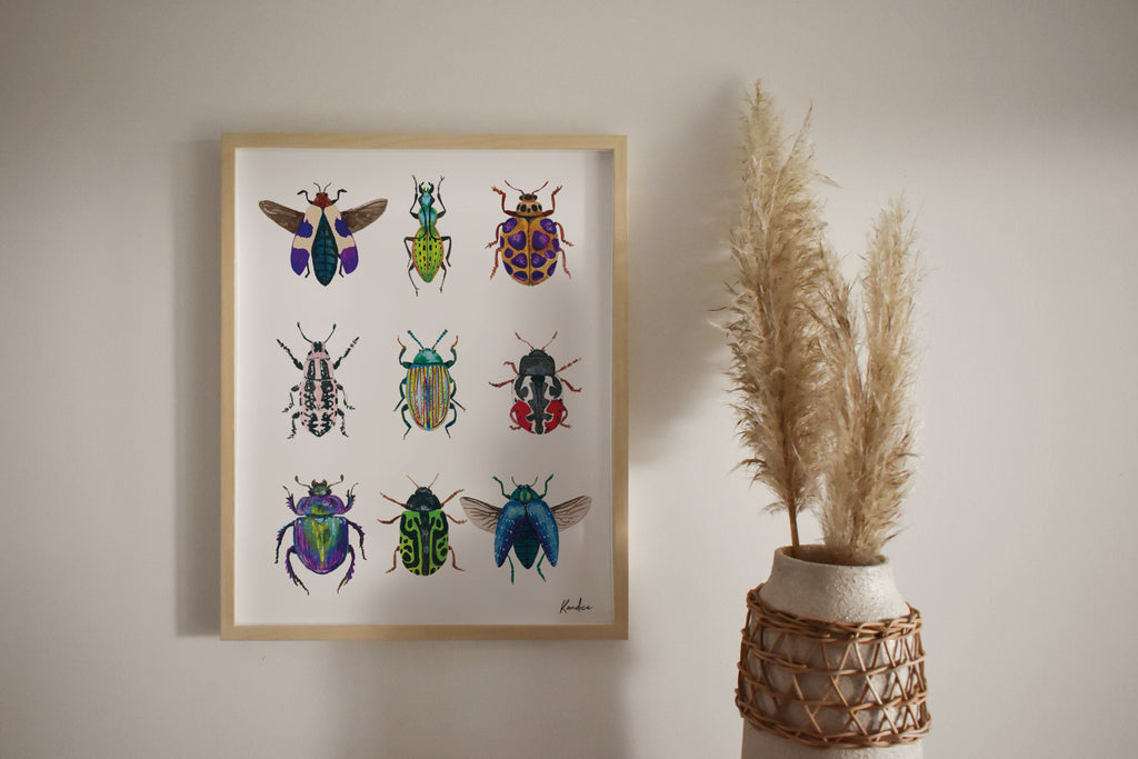 Beetle Art Print | Insect Illustration | Curious Nature Decor | Watercolor Wall Art | Unframed Print