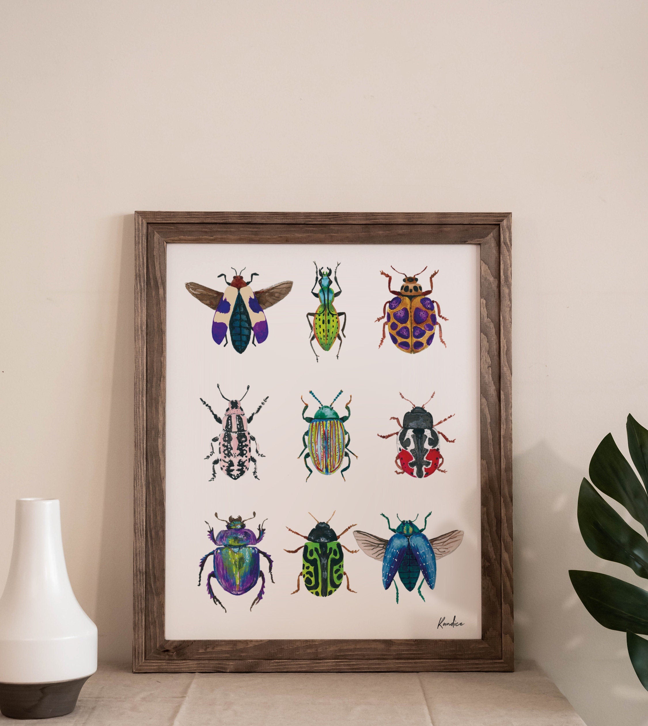 Beetle Art Print | Insect Illustration | Curious Nature Decor | Watercolor Wall Art | Unframed Print