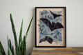 Blackberry Bats art print — watercolor bats among blackberry branches