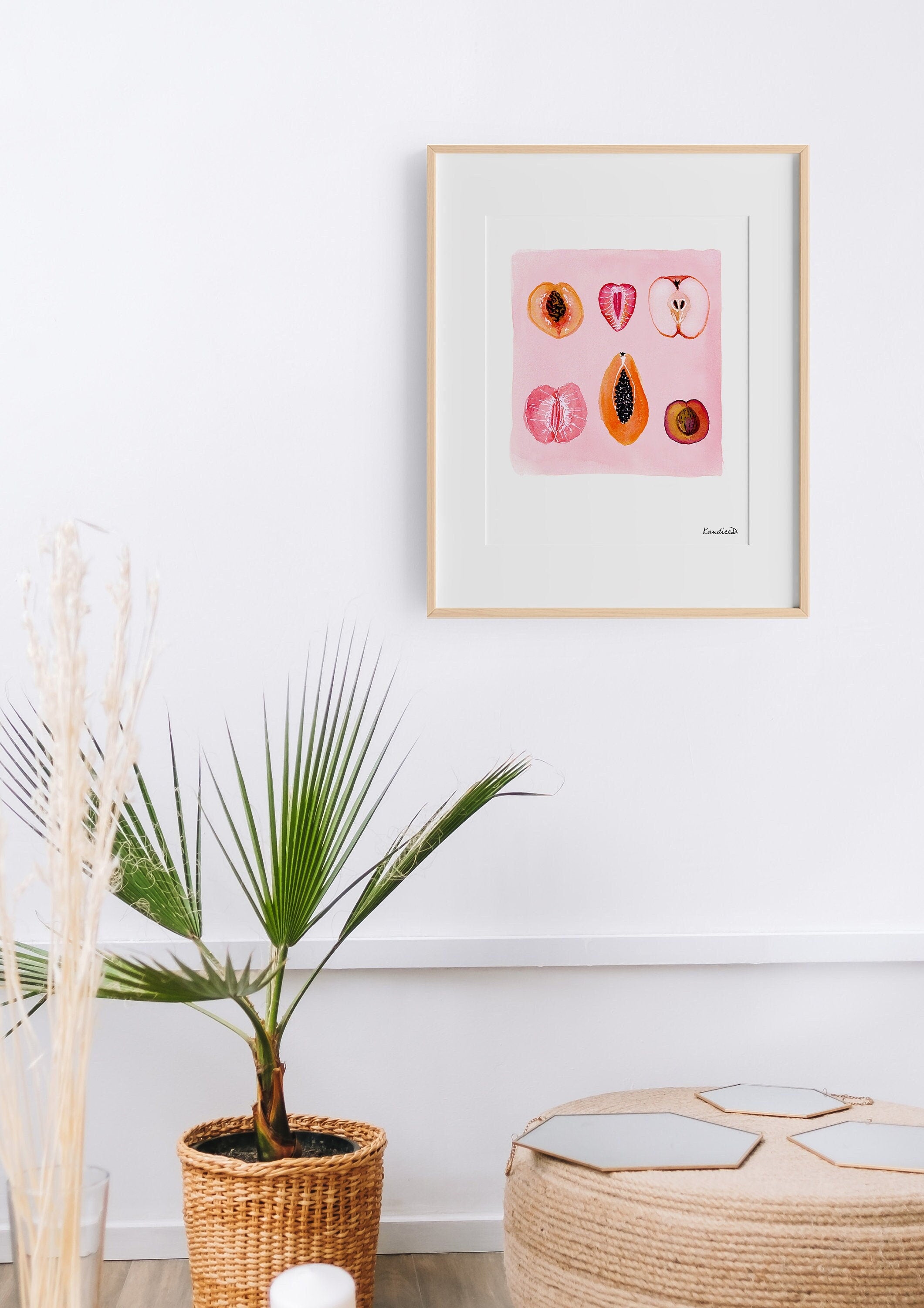 Sliced Feminine Fruit Art Print | Feminist Art Print | Body Positive Wall Art | Surreal Fruit Illust
