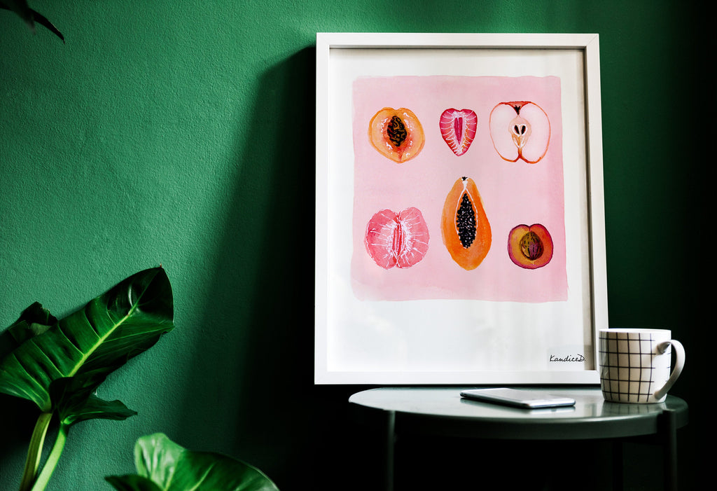 Sliced Feminine Fruit Art Print | Feminist Art Print | Body Positive Wall Art | Surreal Fruit Illust
