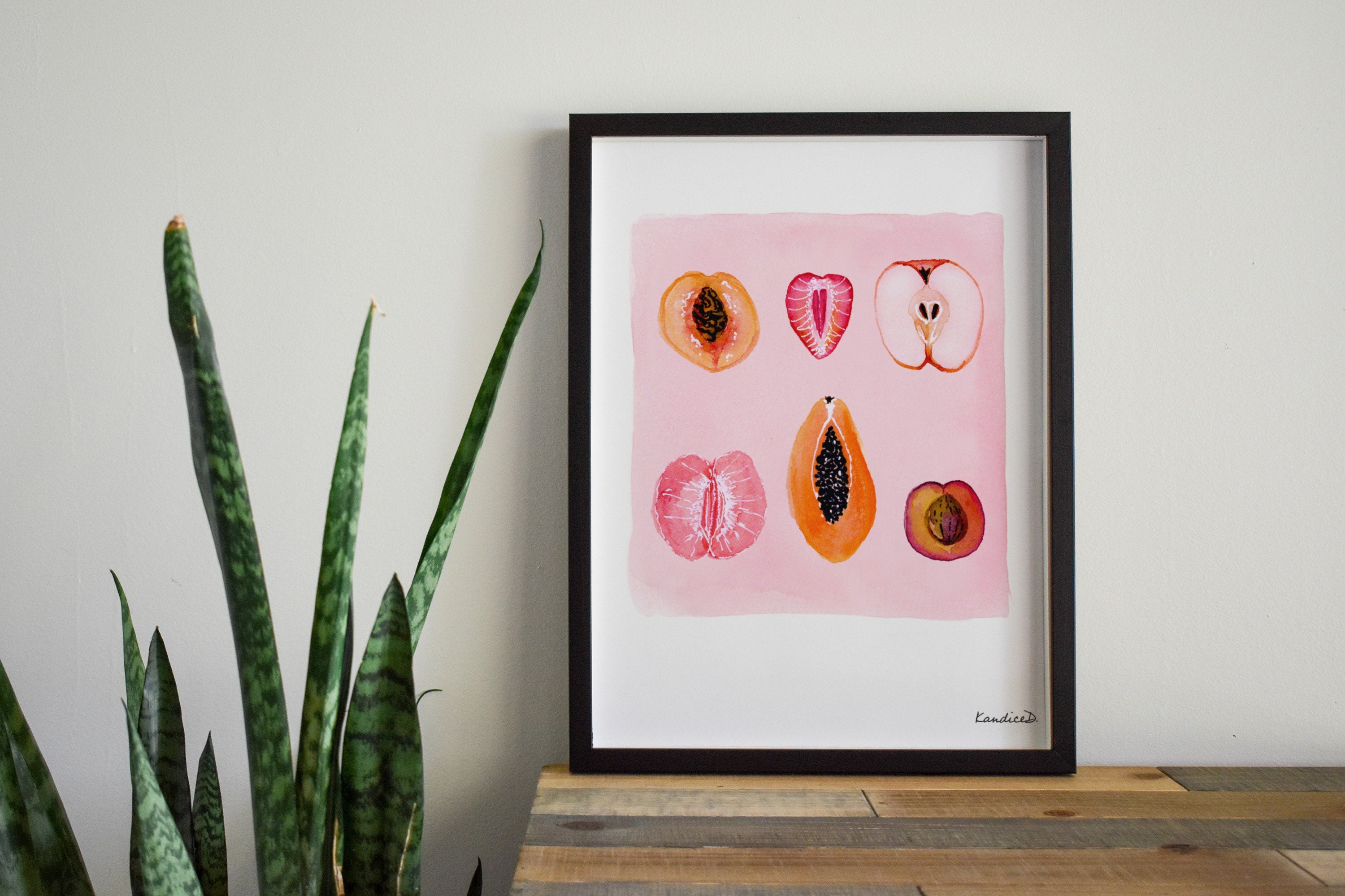 Sliced Feminine Fruit Art Print | Feminist Art Print | Body Positive Wall Art | Surreal Fruit Illust